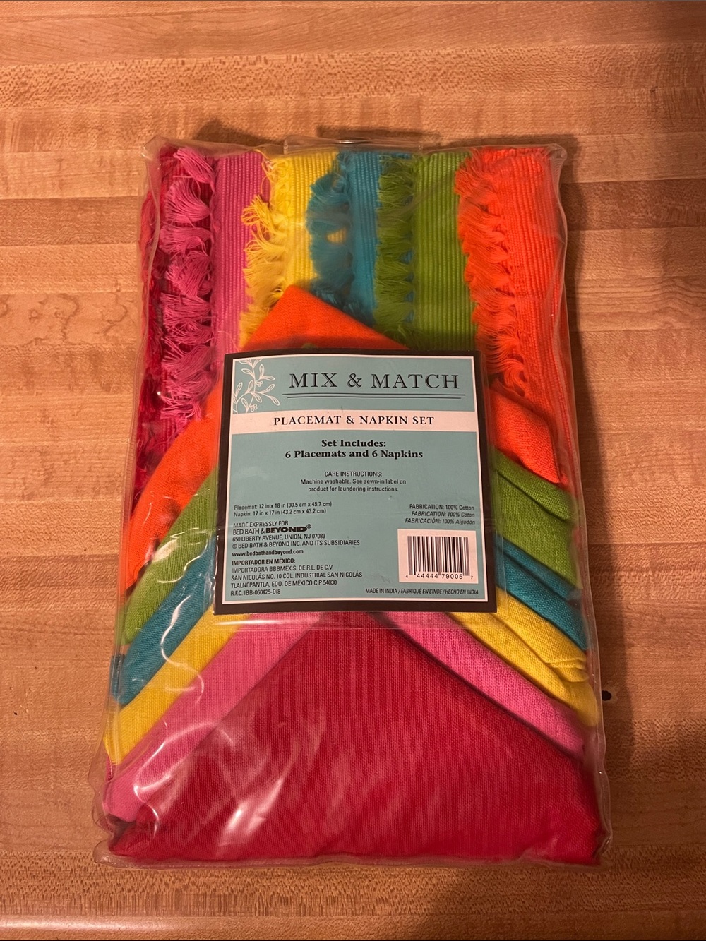 Bright Multi-Color Placemat & Napkin Set